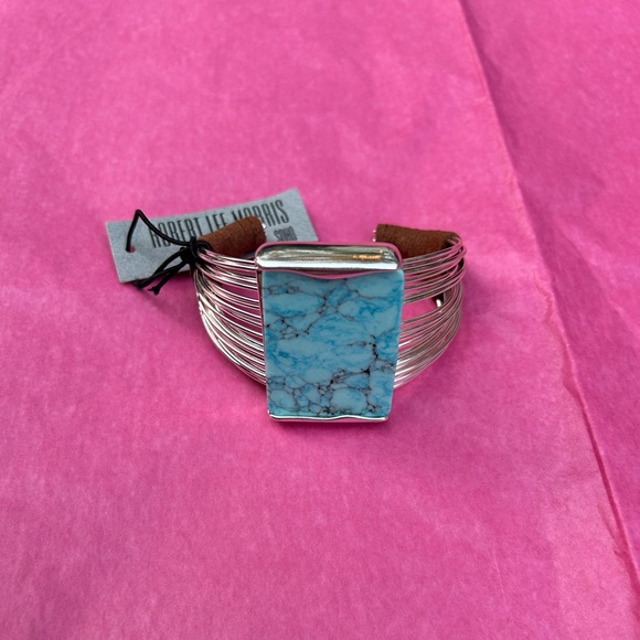 Robert Lee Morris Jewelry - NWT Robert Lee Morris Soho silver tone Turquoise look Cuff Bracelet